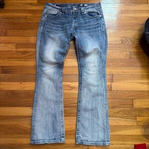 miss me mid rise boot cut jeans with embellishments on back